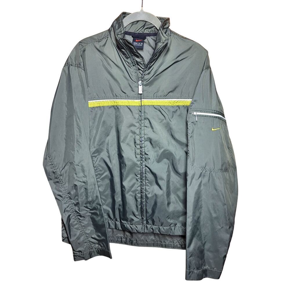 Nike Vintage Y2K Windbreaker jacket fullzip Green Nylon streetwear track jacket